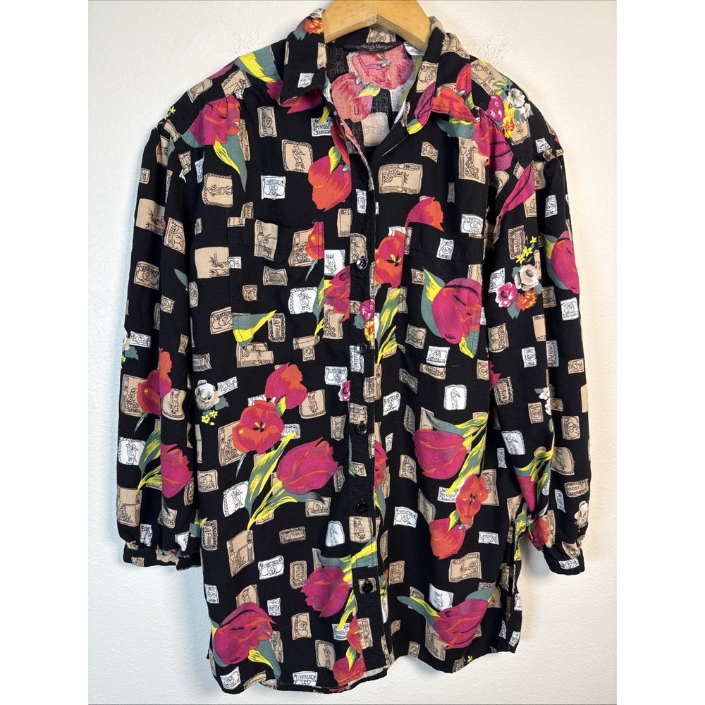 Vintage Ashleigh Morgan Sport long-sleeve button-up shirt  Art To Wear Size L
